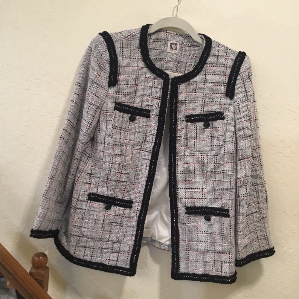 Anne Klein knit Blazer Striped womens size 8